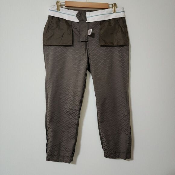 Banana Republic Factory Womens Martin Fit Pants Olive Green Cropped Size 10 - Picture 3 of 9